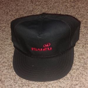Vtg Isuzu Embroidered Trucker Leather Strapback Hat Cap w/Rope Rare
